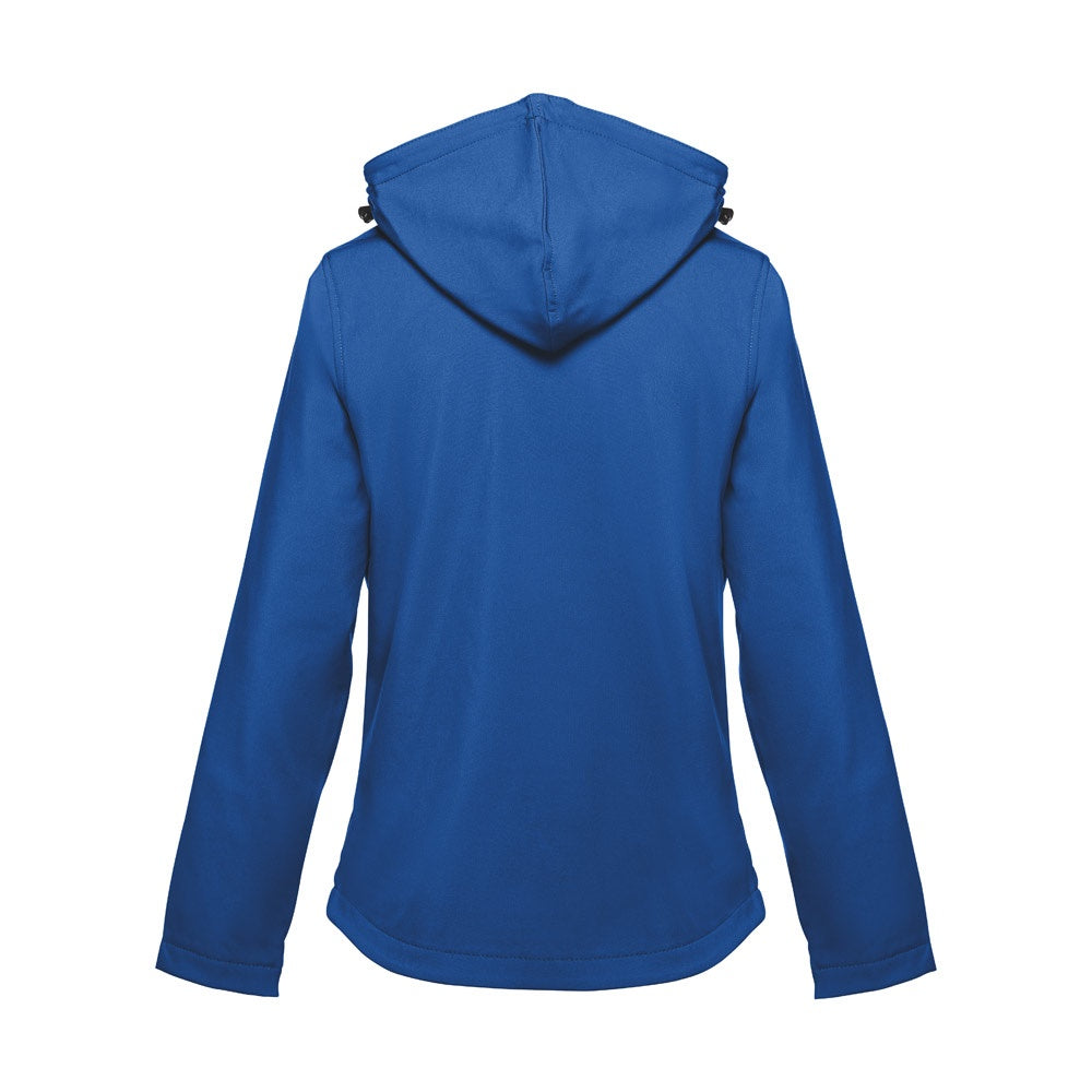 THC ZAGREB WOMEN promotional jacket in royal blue (detail view) with custom logo branding