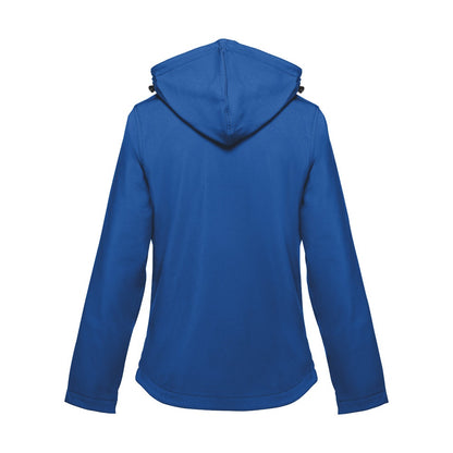 THC ZAGREB WOMEN promotional jacket in royal blue (detail view) with custom logo branding