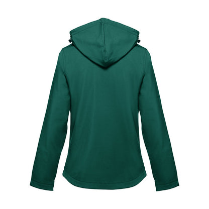 THC ZAGREB WOMEN promotional jacket in dark green (detail view) with custom logo branding