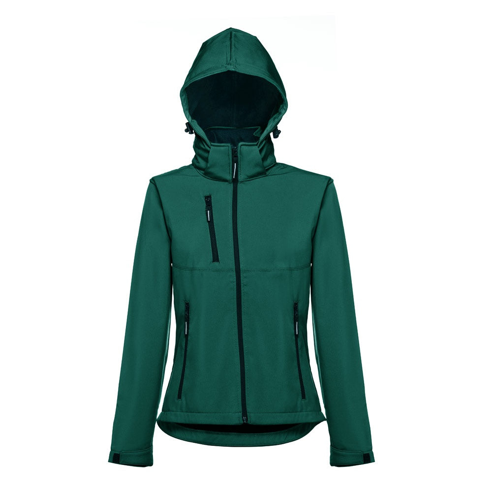 THC ZAGREB WOMEN promotional jacket in dark green (detail view) with custom logo branding