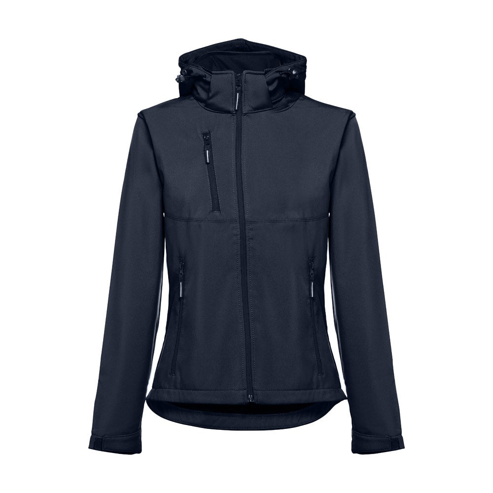 THC ZAGREB WOMEN promotional jacket in navy blue with custom logo branding