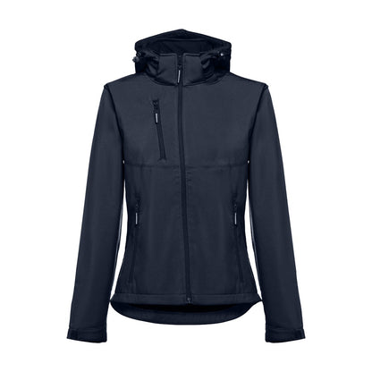 THC ZAGREB WOMEN promotional jacket in navy blue with custom logo branding