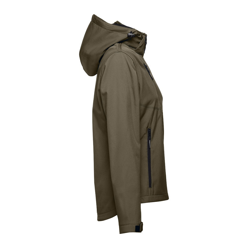 THC ZAGREB WOMEN promotional jacket in army green (detail view) with custom logo branding