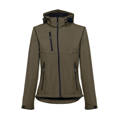THC ZAGREB WOMEN promotional jacket in army green with custom logo branding
