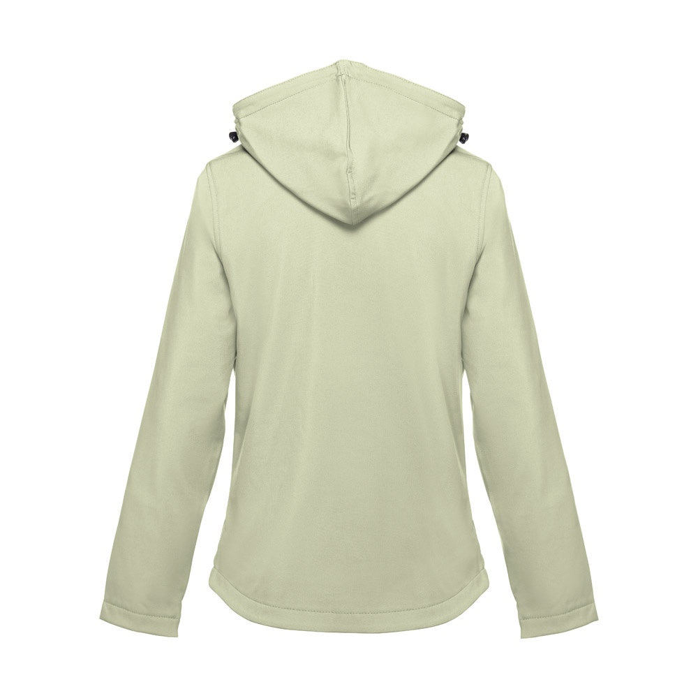THC ZAGREB WOMEN promotional jacket in pastel green (detail view) with custom logo branding