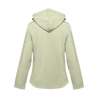 THC ZAGREB WOMEN promotional jacket in pastel green (detail view) with custom logo branding
