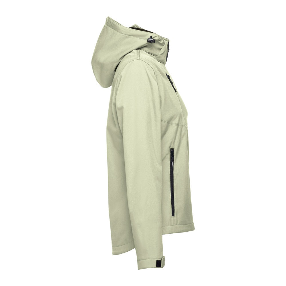 THC ZAGREB WOMEN promotional jacket in pastel green (detail view) with custom logo branding