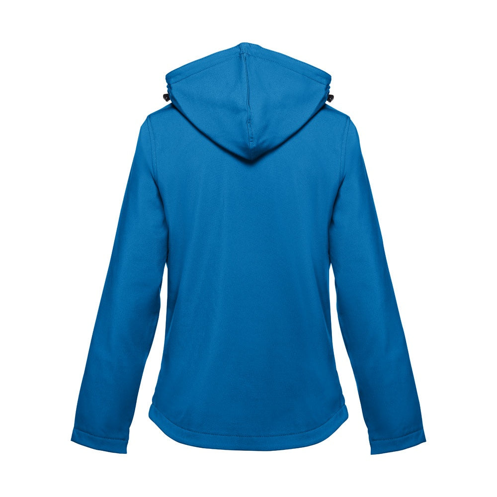 THC ZAGREB WOMEN promotional jacket in petrol blue (detail view) with custom logo branding