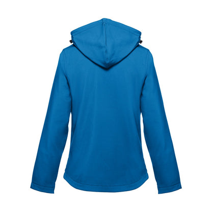 THC ZAGREB WOMEN promotional jacket in petrol blue (detail view) with custom logo branding