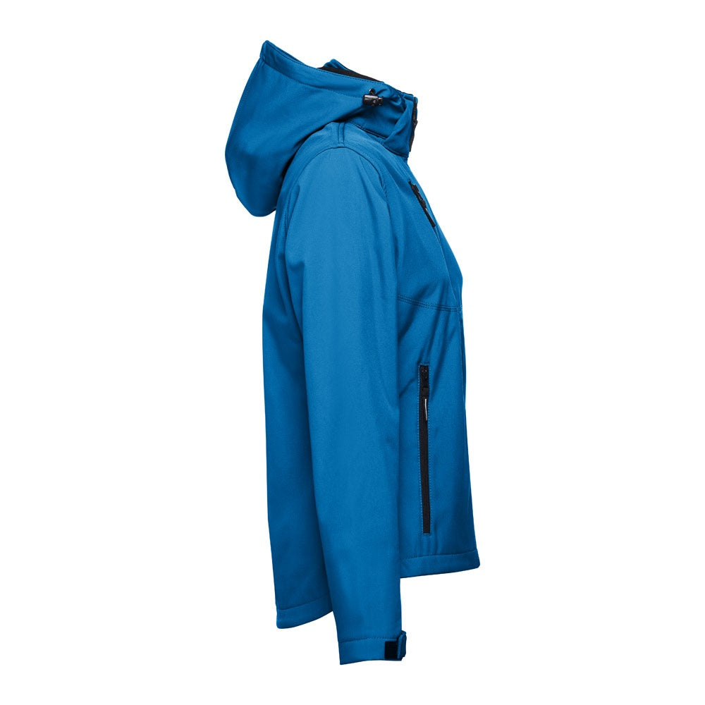 THC ZAGREB WOMEN promotional jacket in petrol blue (detail view) with custom logo branding