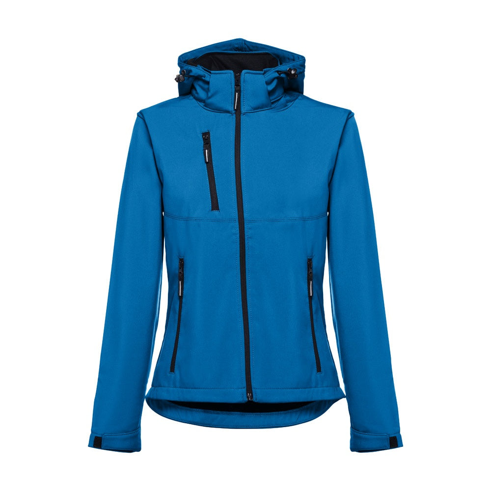 THC ZAGREB WOMEN promotional jacket in petrol blue with custom logo branding