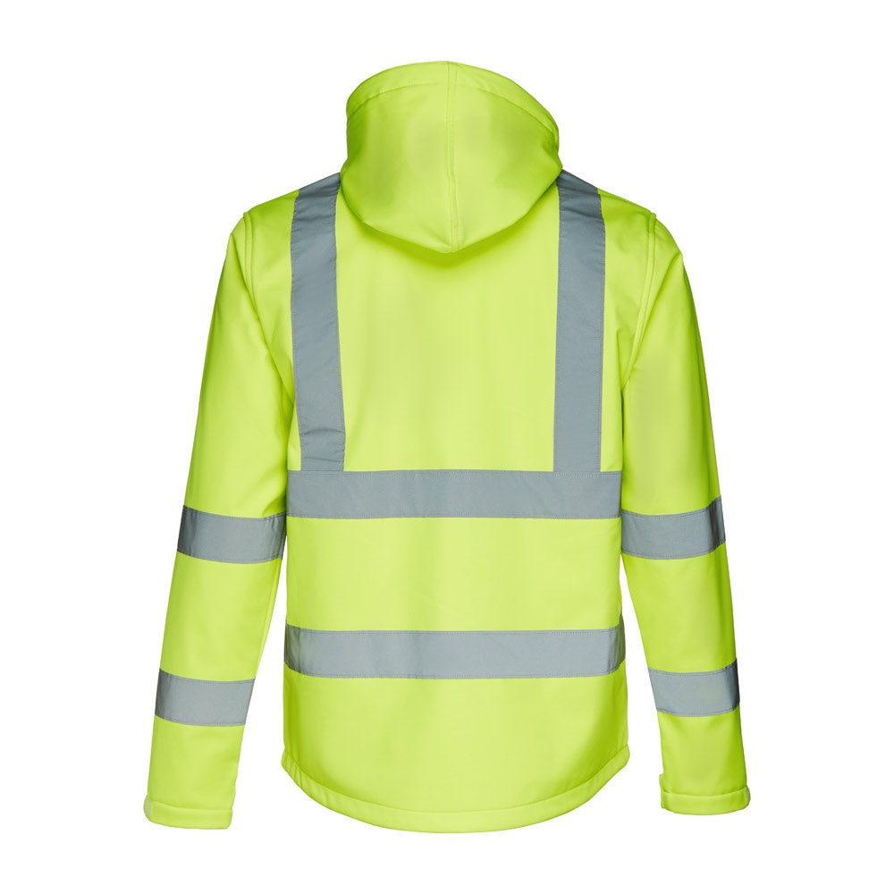 THC ZAGREB WORK promotional jacket in hexachrome yellow (detail view) with custom logo branding