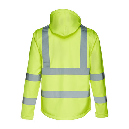 THC ZAGREB WORK promotional jacket in hexachrome yellow (detail view) with custom logo branding