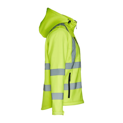 THC ZAGREB WORK promotional jacket in hexachrome yellow (detail view) with custom logo branding