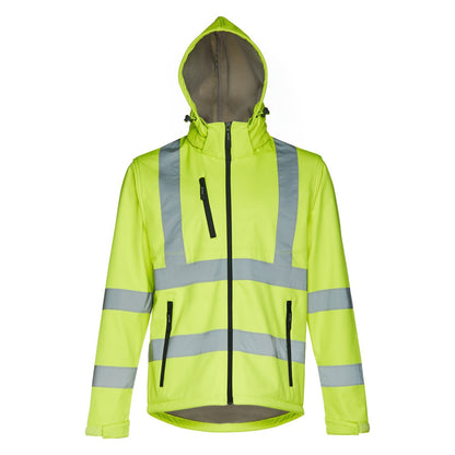 THC ZAGREB WORK promotional jacket in hexachrome yellow (detail view) with custom logo branding