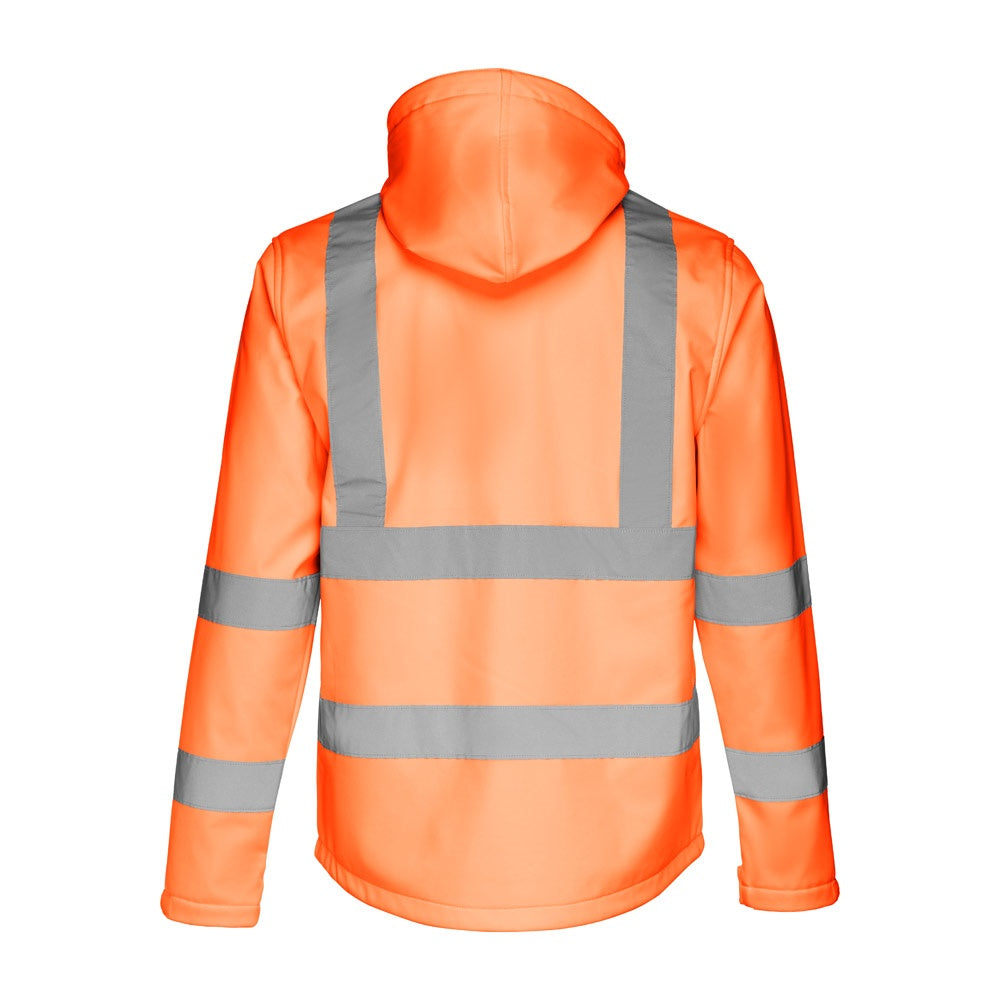 THC ZAGREB WORK promotional jacket in hexachrome orange (detail view) with custom logo branding