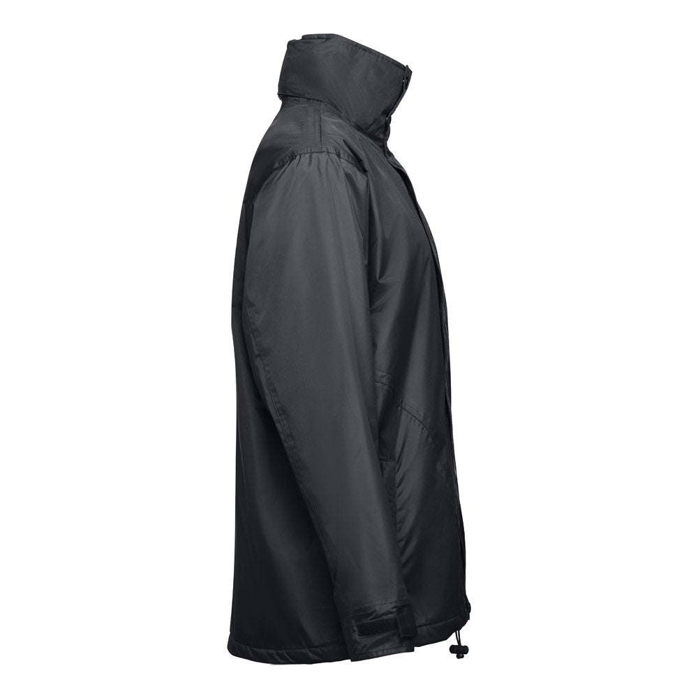 THC LIUBLIANA promotional jacket in black (detail view) with custom logo branding
