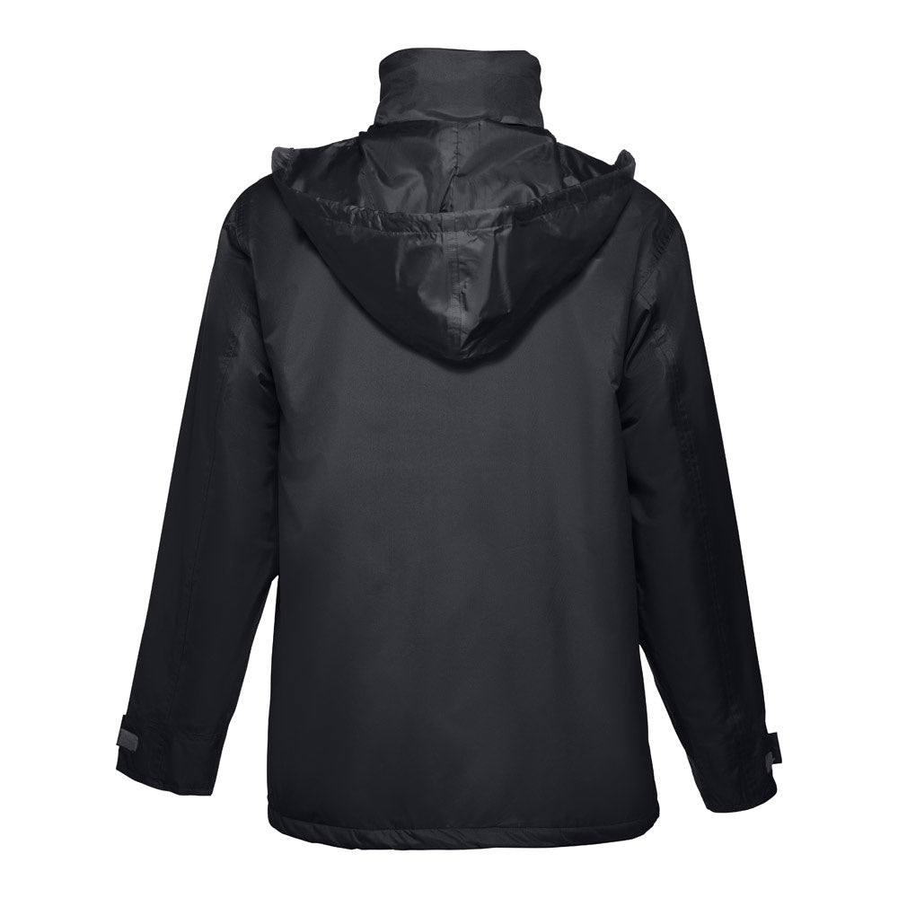 THC LIUBLIANA promotional jacket in black (detail view) with custom logo branding