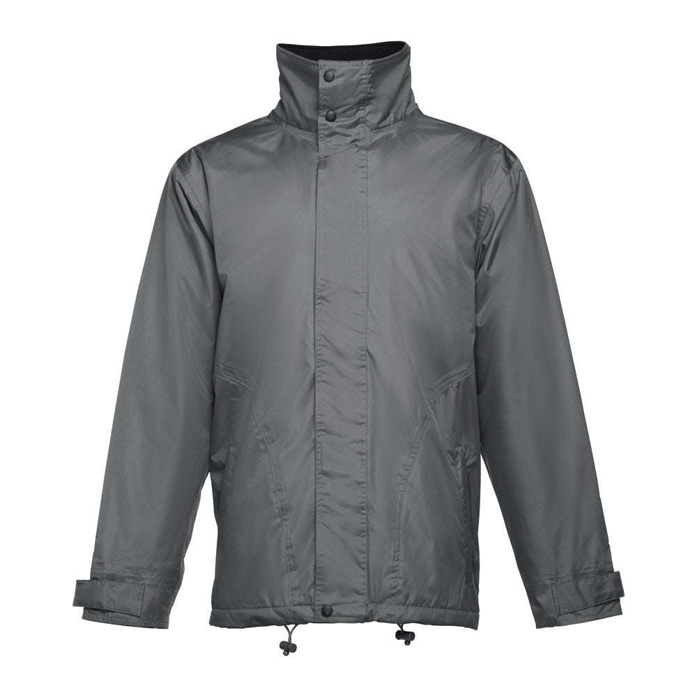 THC LIUBLIANA promotional jacket in grey (detail view) with custom logo branding