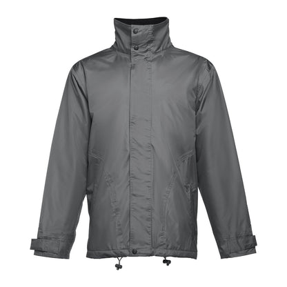 THC LIUBLIANA promotional jacket in grey (detail view) with custom logo branding