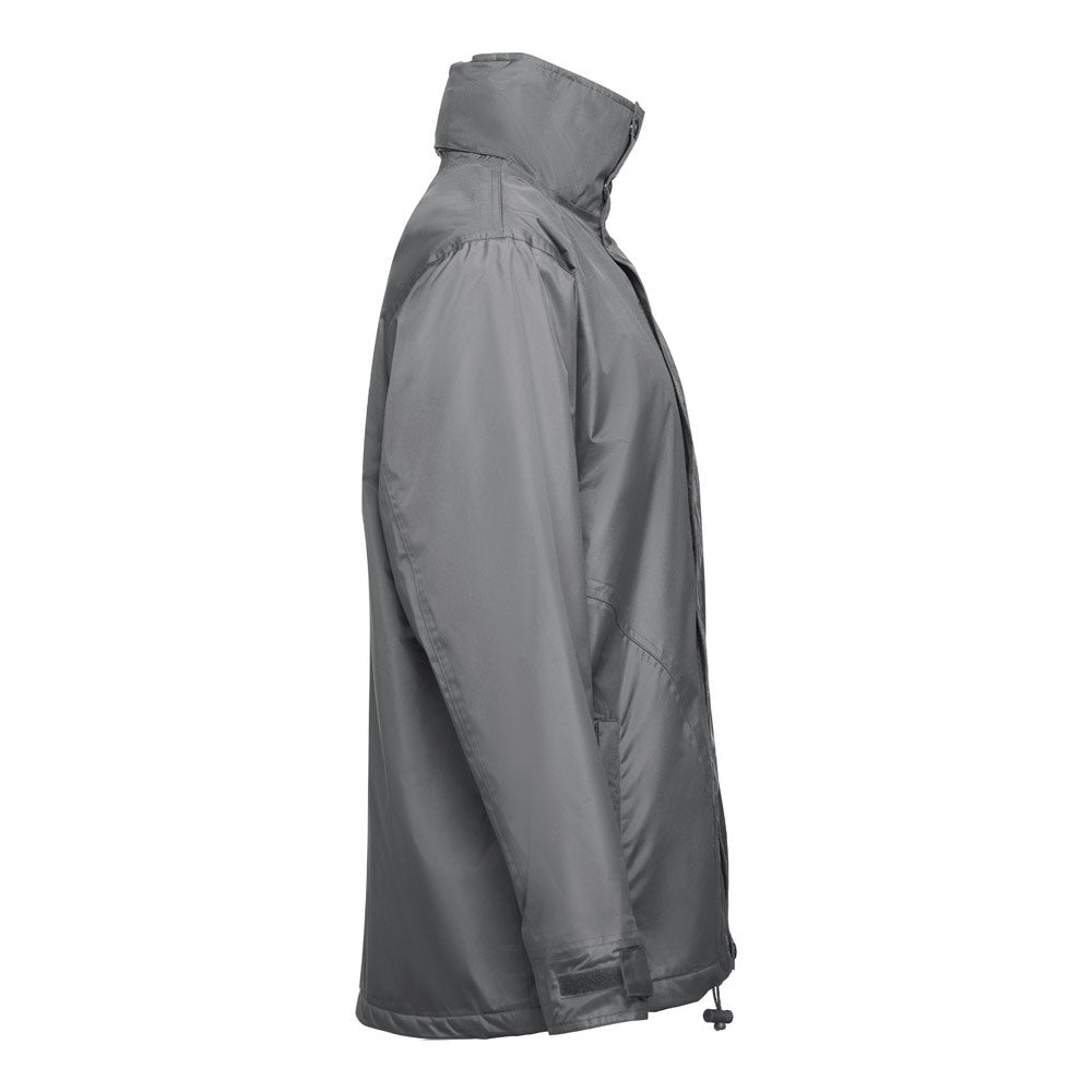 THC LIUBLIANA promotional jacket in grey (detail view) with custom logo branding