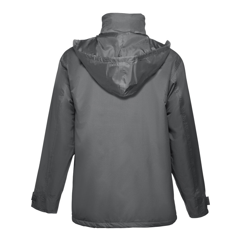 THC LIUBLIANA promotional jacket in grey (detail view) with custom logo branding