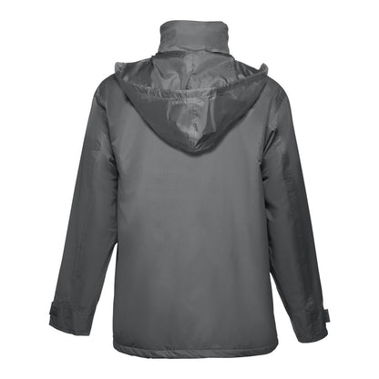 THC LIUBLIANA promotional jacket in grey (detail view) with custom logo branding