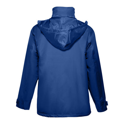 THC LIUBLIANA promotional jacket in royal blue (detail view) with custom logo branding
