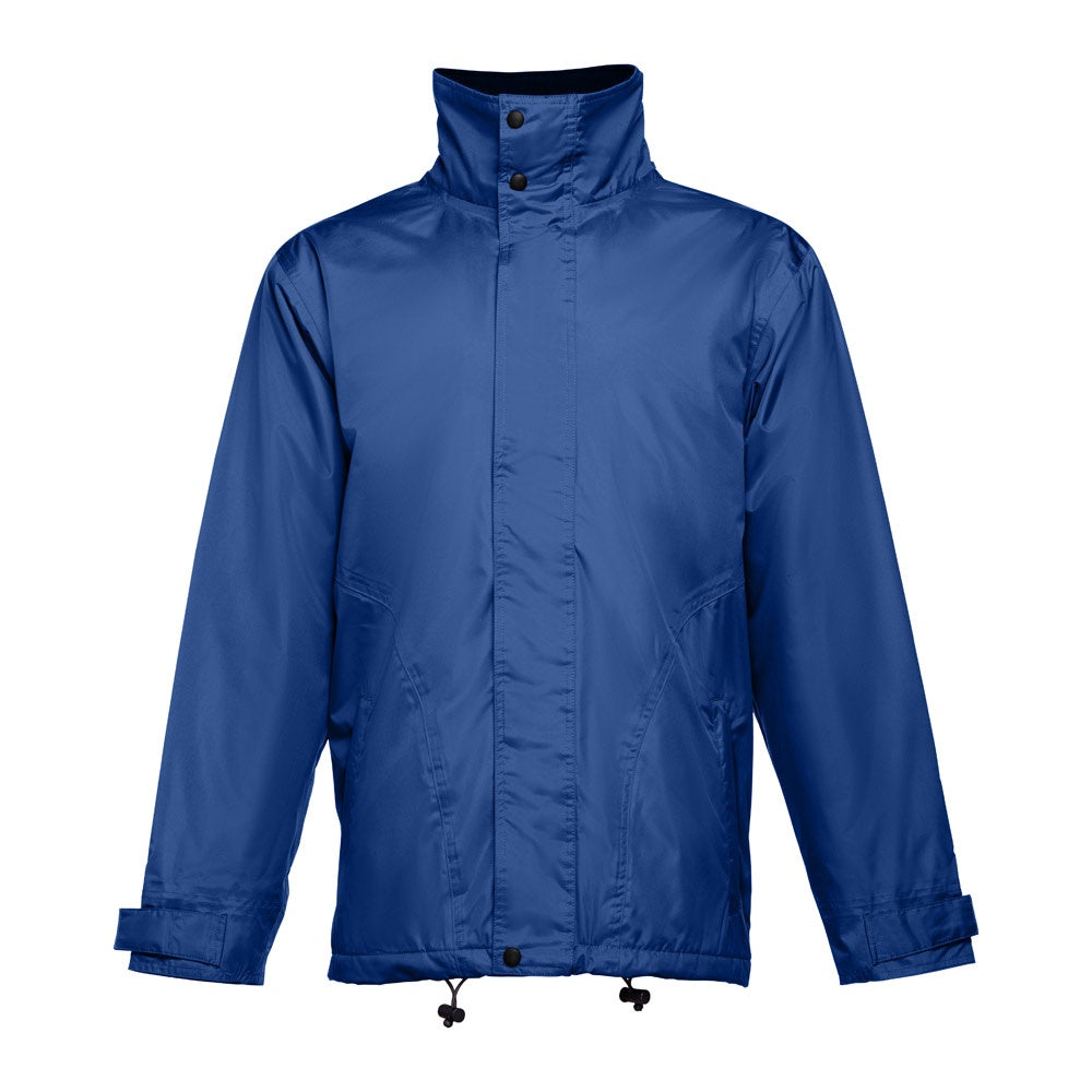 THC LIUBLIANA promotional jacket in royal blue with custom logo branding