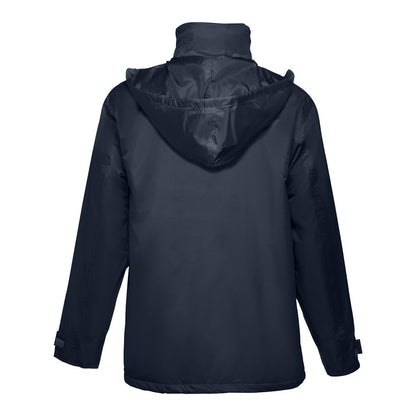 THC LIUBLIANA promotional jacket in navy blue (detail view) with custom logo branding