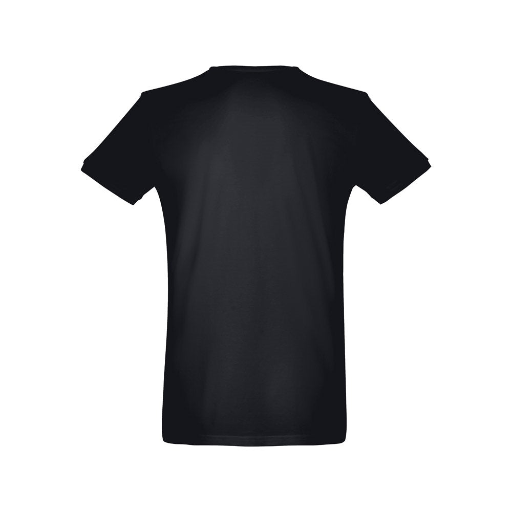 THC SAN MARINO promotional t-shirt in black (detail view) with custom logo branding