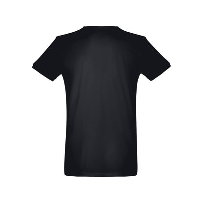 THC SAN MARINO promotional t-shirt in black (detail view) with custom logo branding