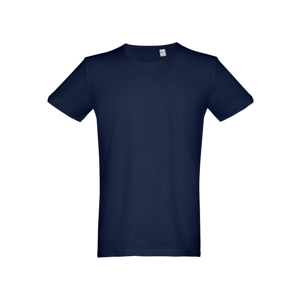 THC SAN MARINO promotional t-shirt in blue (detail view) with custom logo branding