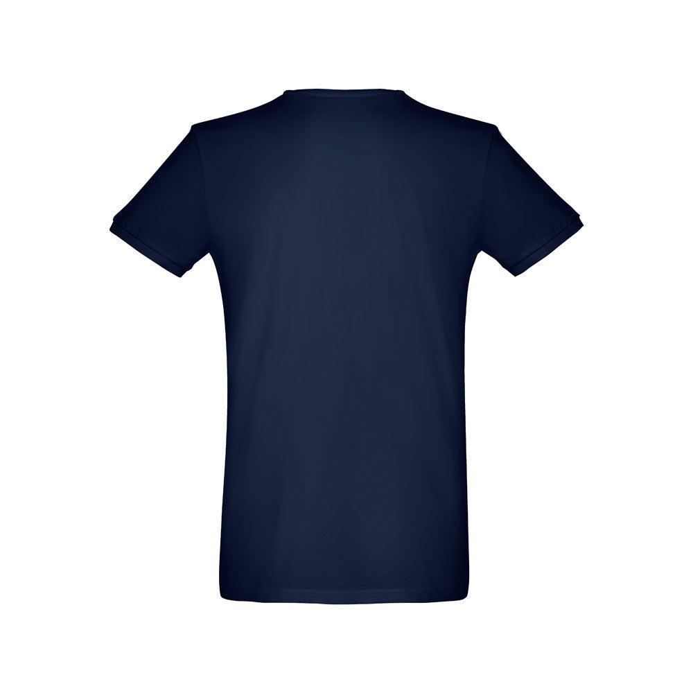 THC SAN MARINO promotional t-shirt in blue (detail view) with custom logo branding