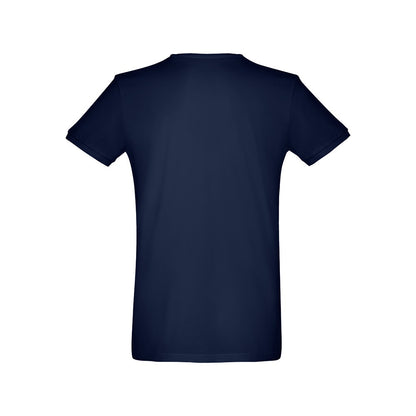 THC SAN MARINO promotional t-shirt in blue (detail view) with custom logo branding