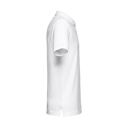 THC MONACO WH promotional polo shirt in white (detail view) with custom logo branding