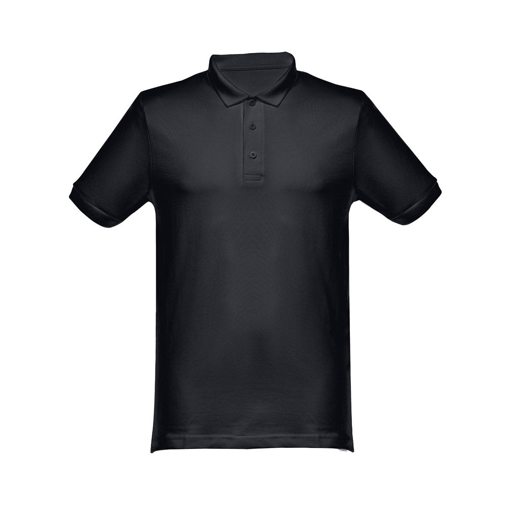 THC MONACO promotional polo shirt in black with custom logo branding