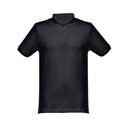 THC MONACO promotional polo shirt in black with custom logo branding