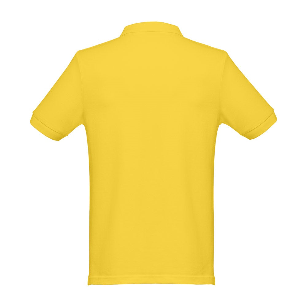 THC MONACO promotional polo shirt in yellow (detail view) with custom logo branding