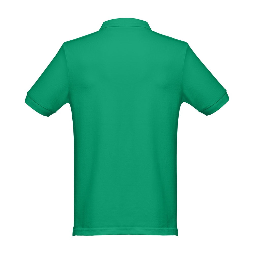 THC MONACO promotional polo shirt in green (detail view) with custom logo branding