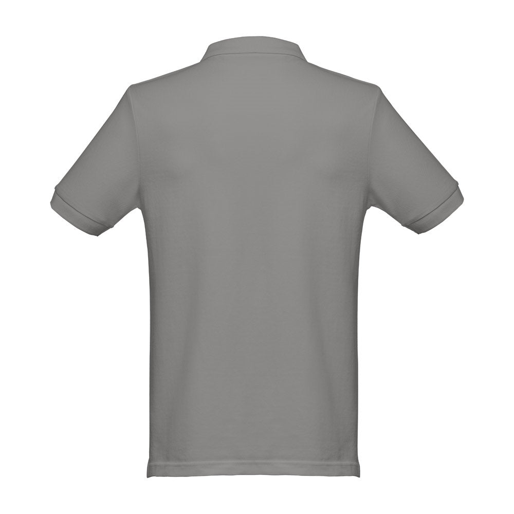 THC MONACO promotional polo shirt in grey (detail view) with custom logo branding