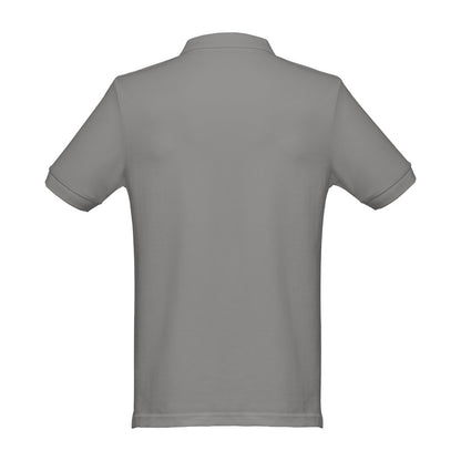 THC MONACO promotional polo shirt in grey (detail view) with custom logo branding