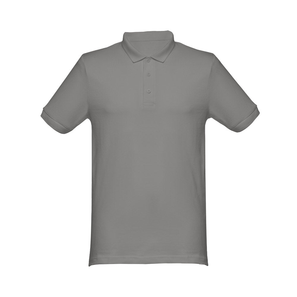 THC MONACO promotional polo shirt in grey with custom logo branding