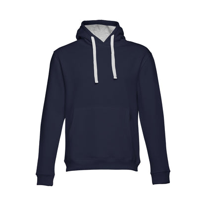 THC MOSCOW promotional sweatshirt in navy blue (detail view) with custom logo branding