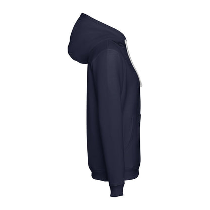 THC MOSCOW promotional sweatshirt in navy blue (detail view) with custom logo branding