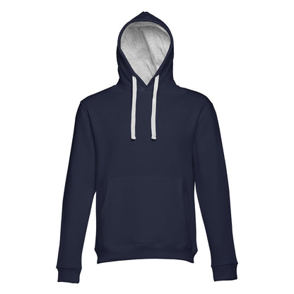 THC MOSCOW promotional sweatshirt in navy blue (detail view) with custom logo branding