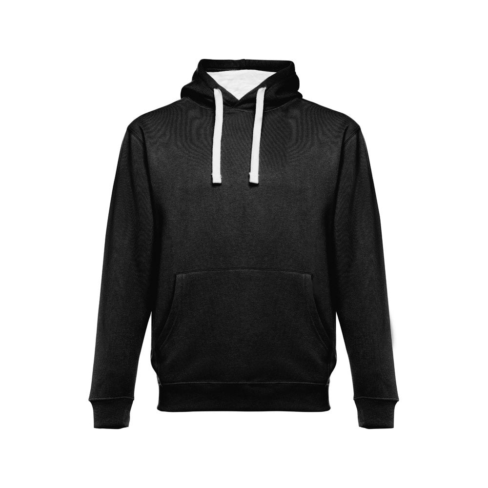THC MOSCOW promotional sweatshirt in black/white (detail view) with custom logo branding
