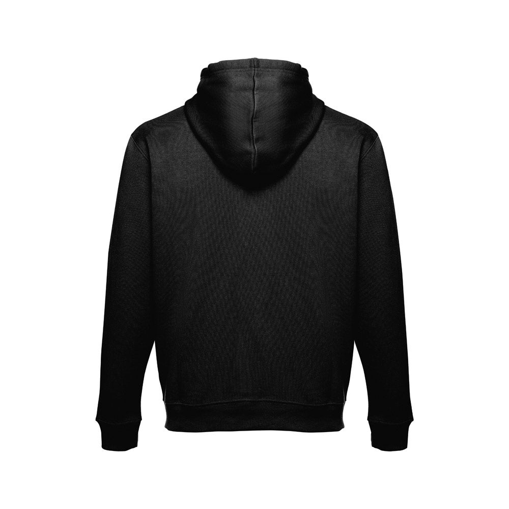 THC MOSCOW promotional sweatshirt in black/white (detail view) with custom logo branding