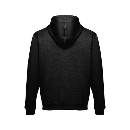 THC MOSCOW promotional sweatshirt in black/white (detail view) with custom logo branding