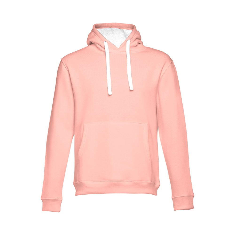 THC MOSCOW promotional sweatshirt in salmon (detail view) with custom logo branding